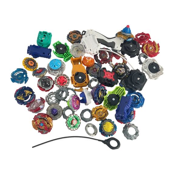 Preowned Mixed Beyblades Action Figure Collection LOT Toy Figures Parts Acc